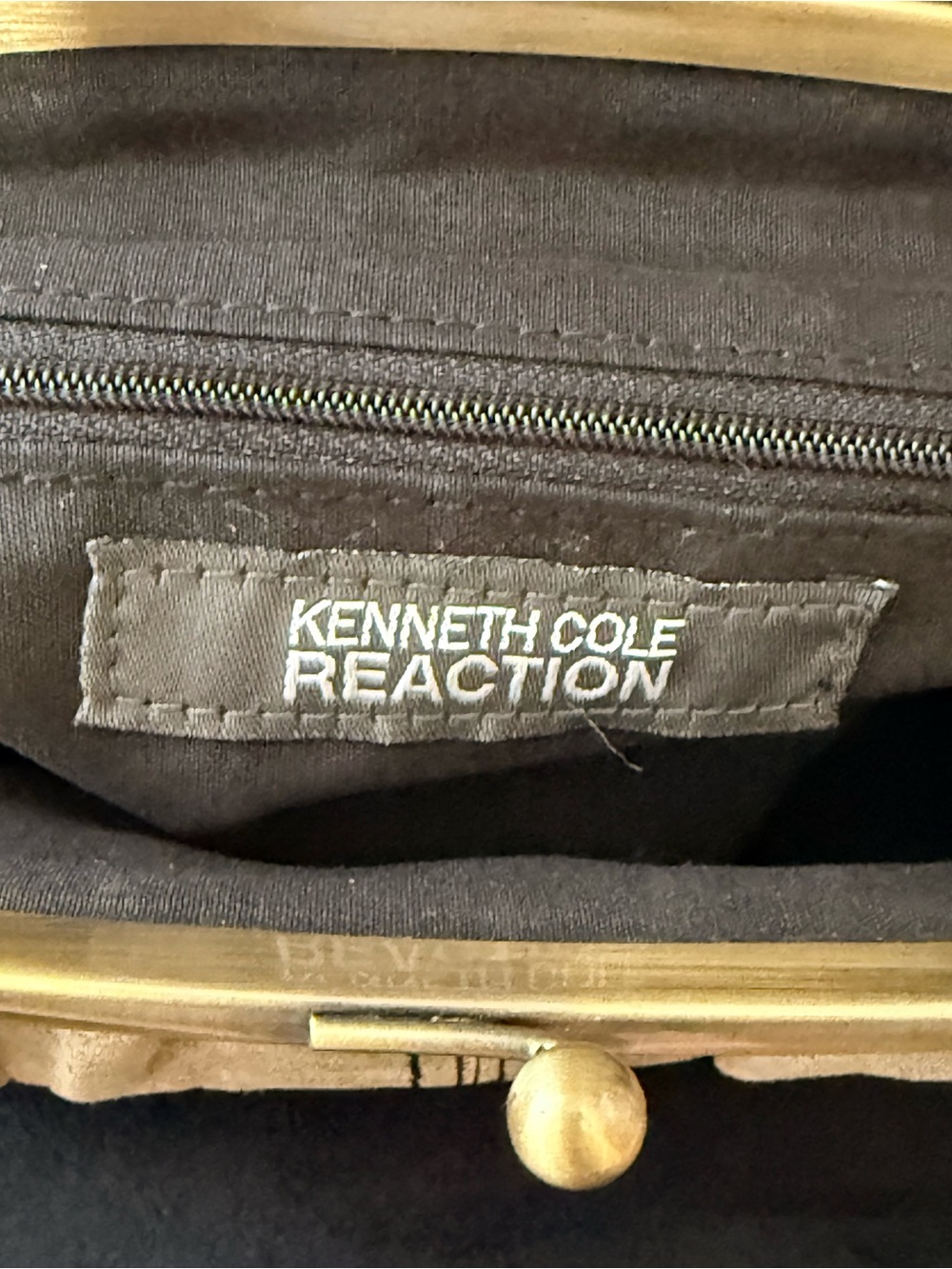 Kenneth Cole Gold Metallic Ruched Kiss-Lock Clutch - Picture 6 of 7